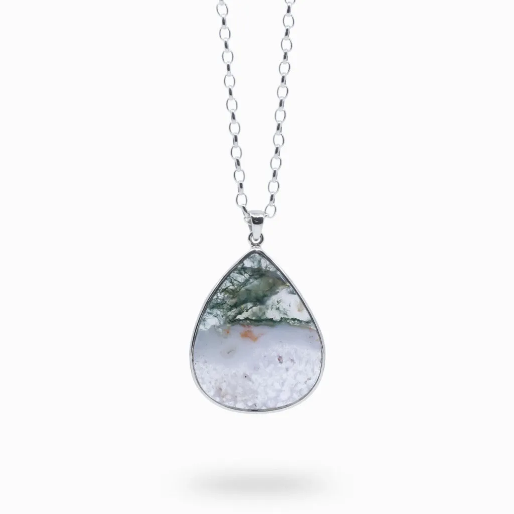 Moss Agate in Quartz Necklace