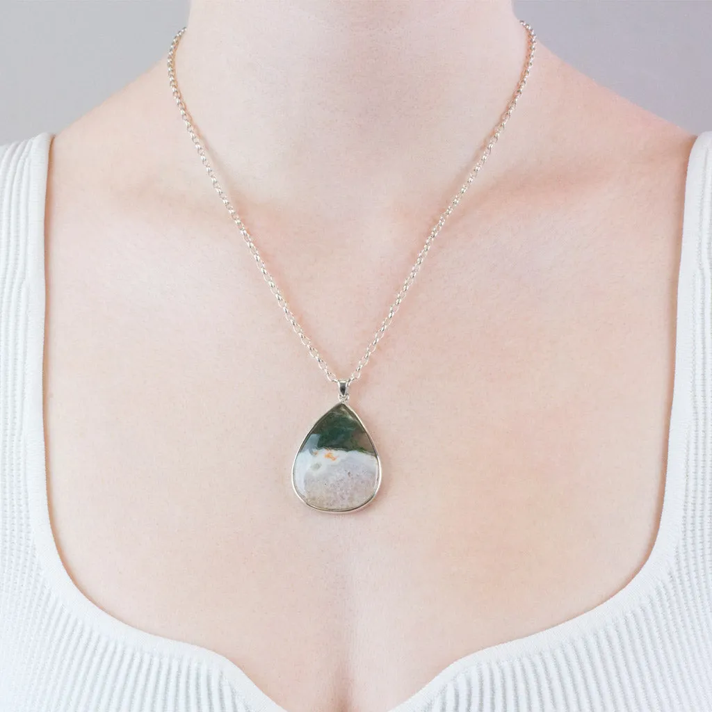 Moss Agate in Quartz Necklace