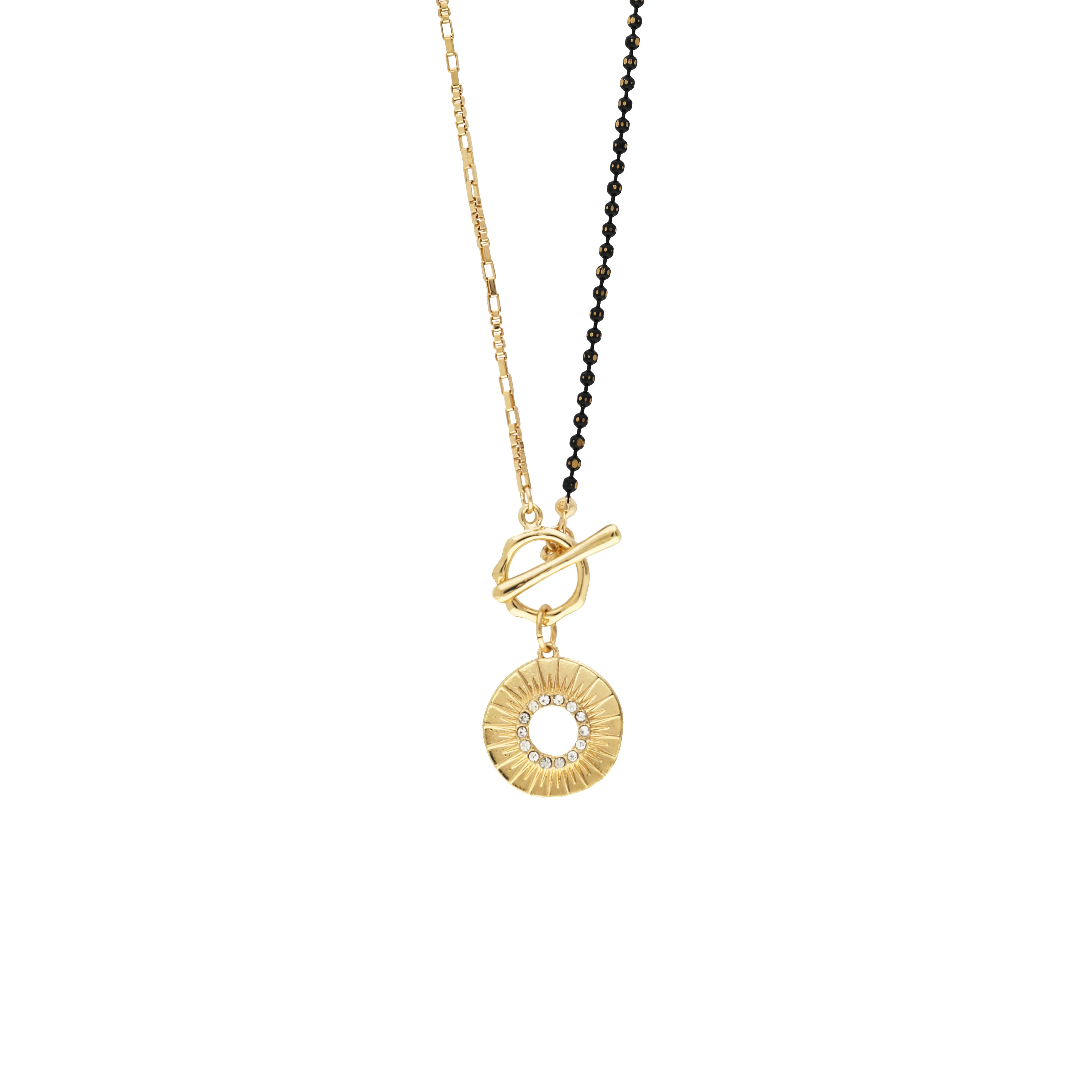 multi chain pave burst disc necklace