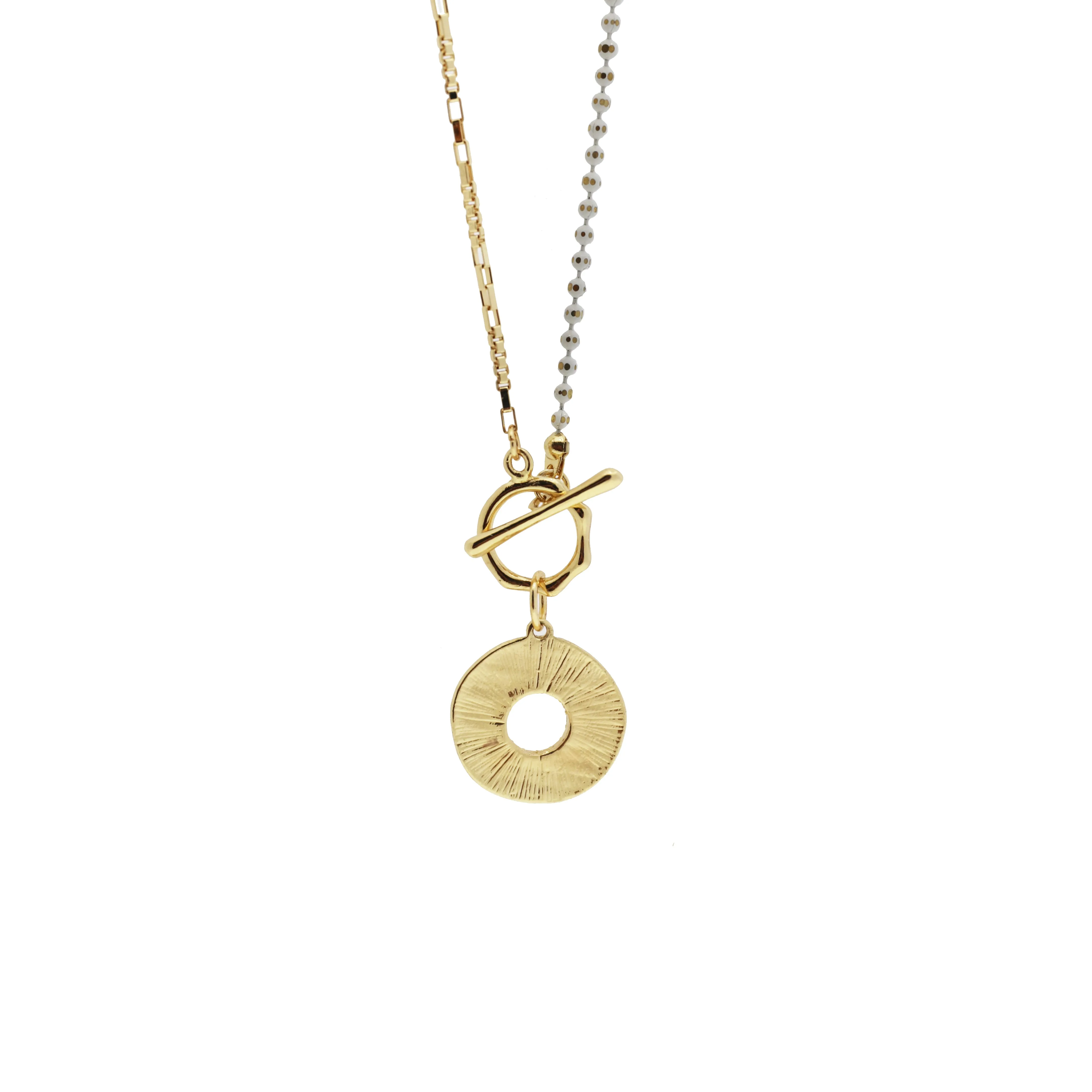 multi chain pave burst disc necklace