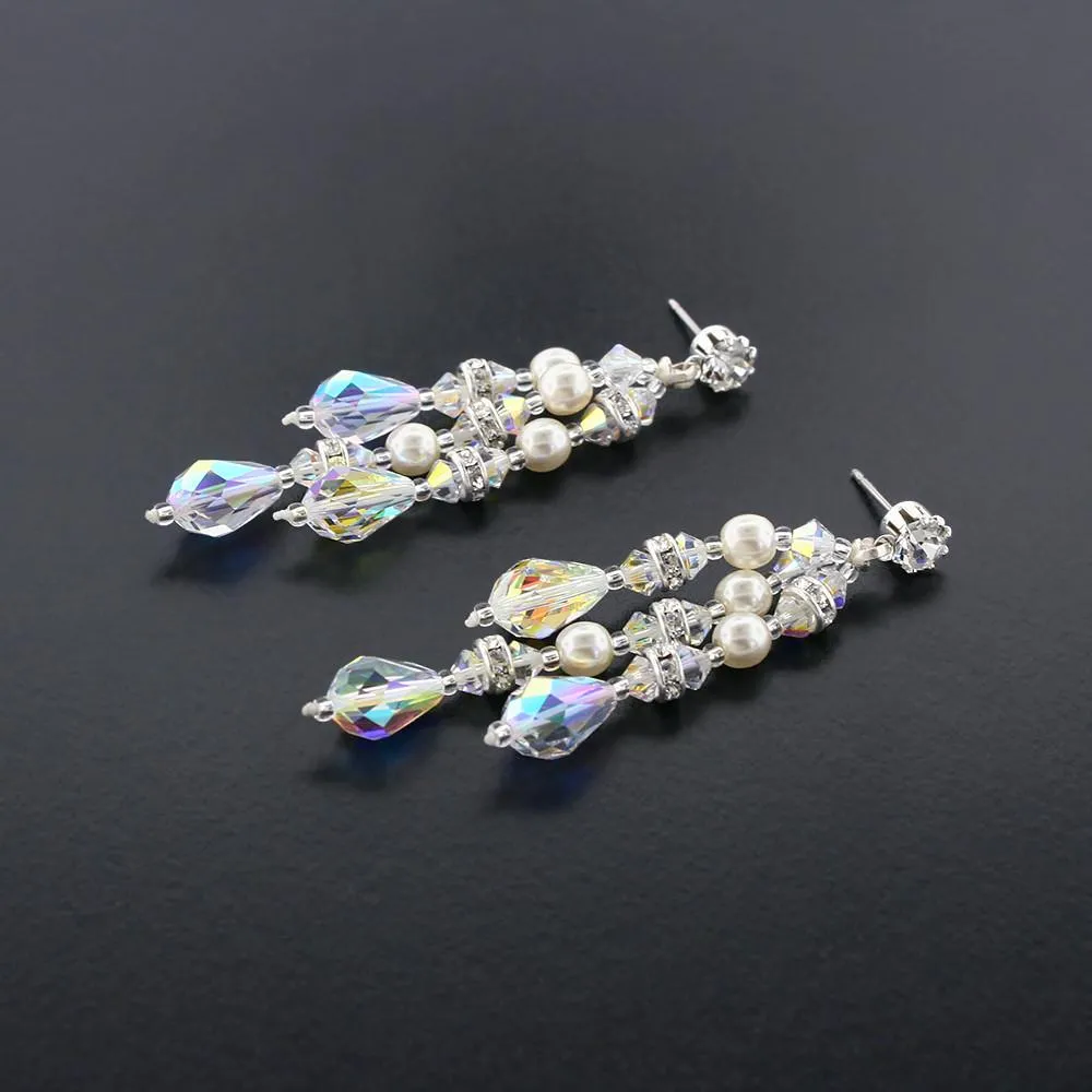 Multi-Drop Crystal & Pearl Earrings