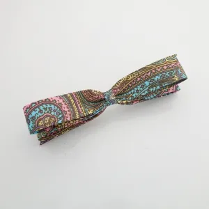 narrow satin hair bow paisley print bow french barrette women hair accessory