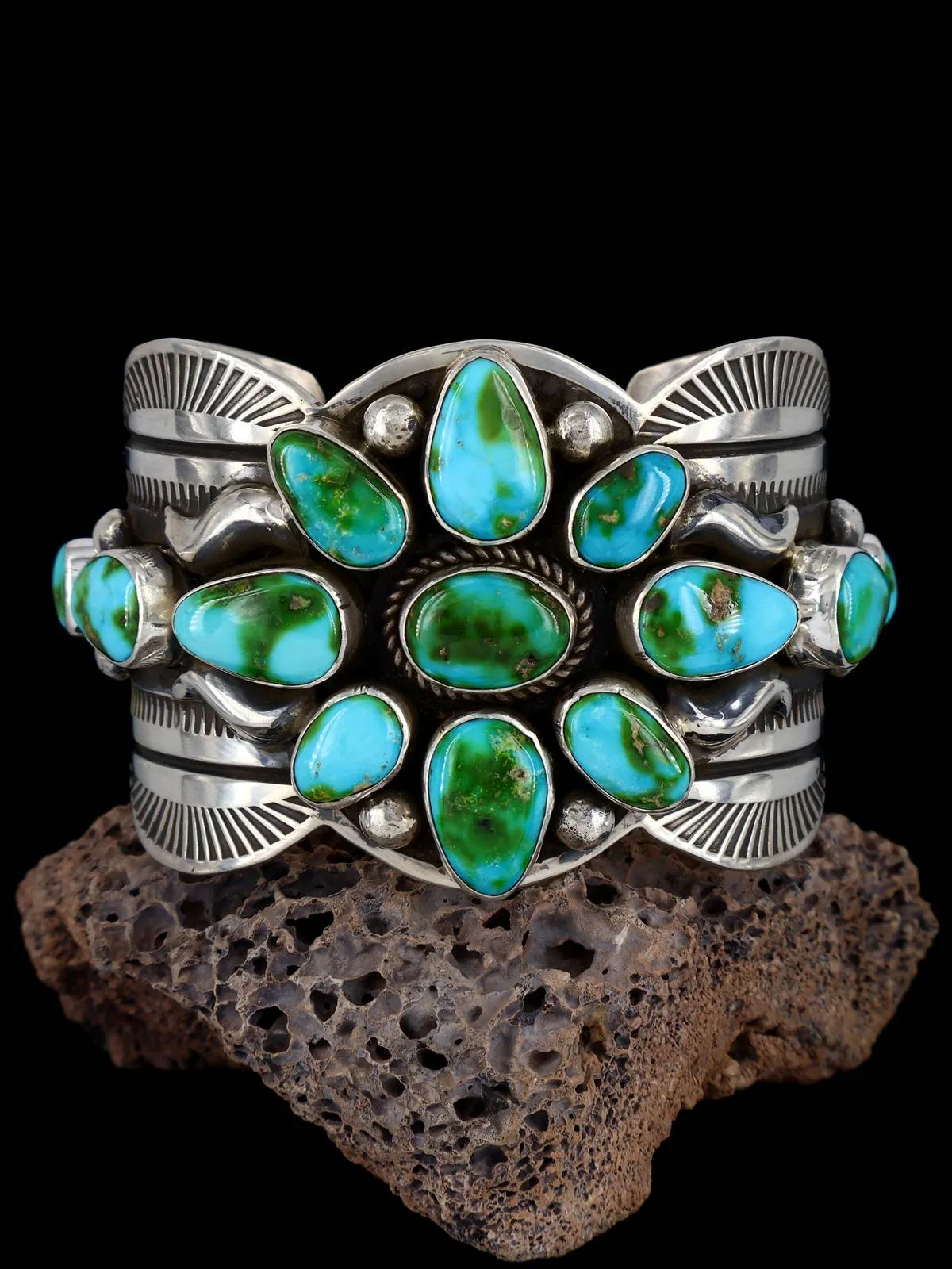 Native American Indian Jewelry Sonoran Gold Turquoise Cuff Bracelet