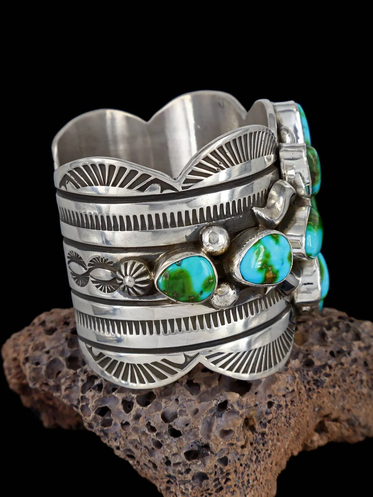 Native American Indian Jewelry Sonoran Gold Turquoise Cuff Bracelet