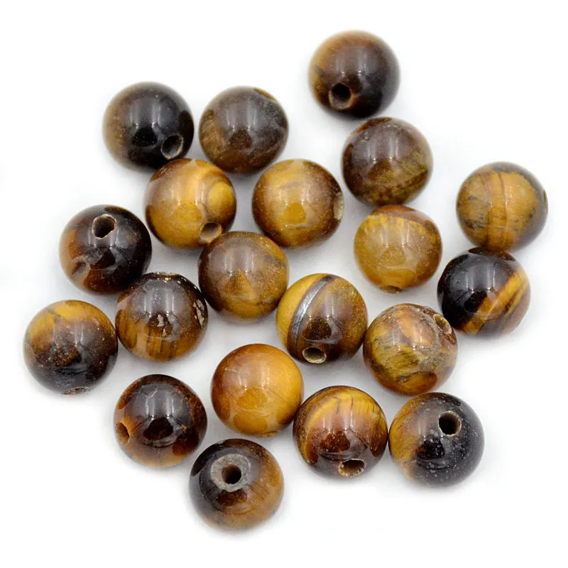 Natural Gemstone 10mm Round Loose Beads Big Hole 2mm Sized 30pcs