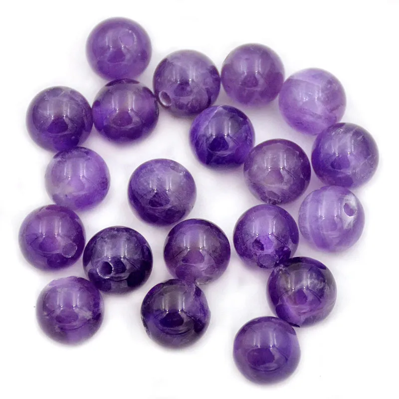 Natural Gemstone 10mm Round Loose Beads Big Hole 2mm Sized 30pcs