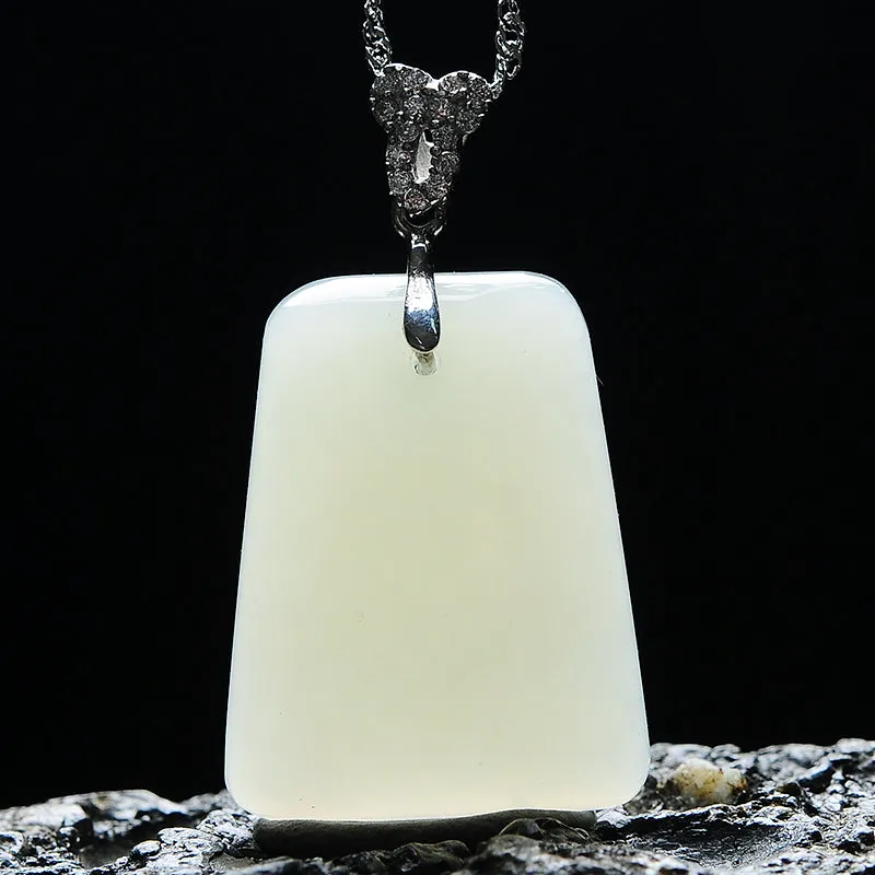 Natural Jade Pendant Nephrite Silver Pendant PT173