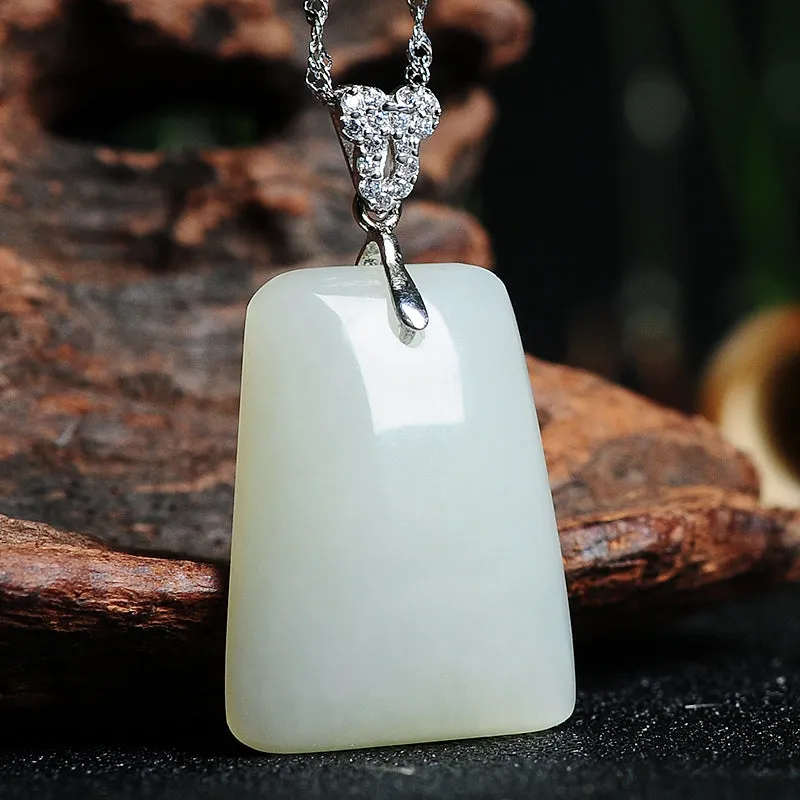 Natural Jade Pendant Nephrite Silver Pendant PT173