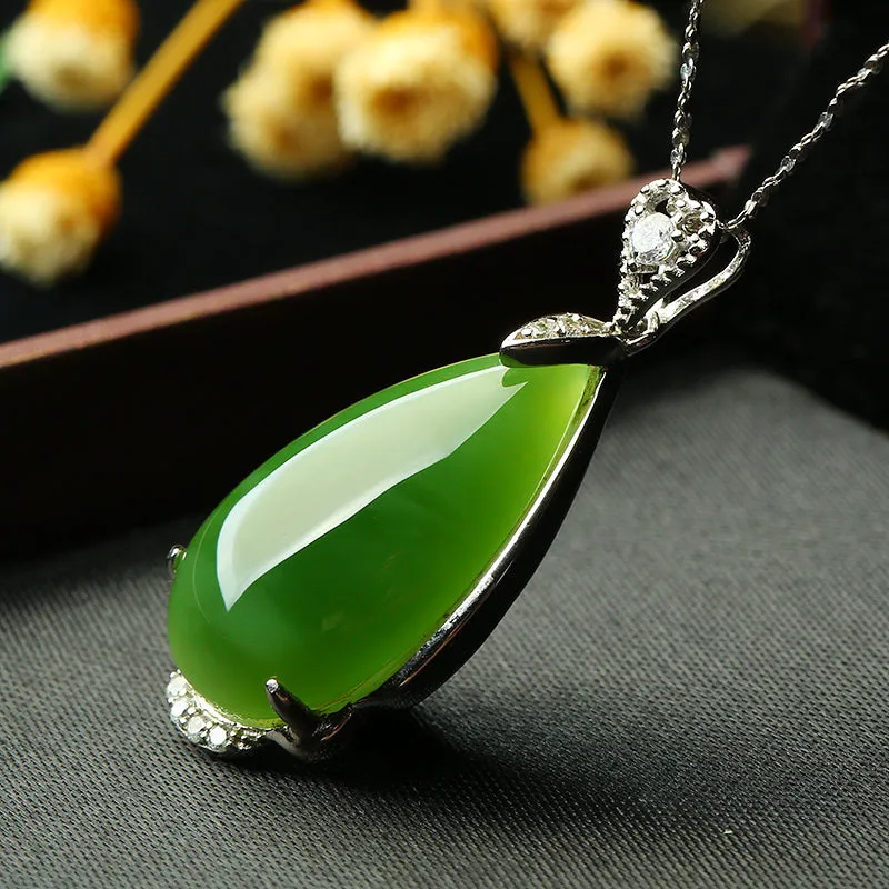 Natural Jade Pendant Nephrite Silver Pendant PT21