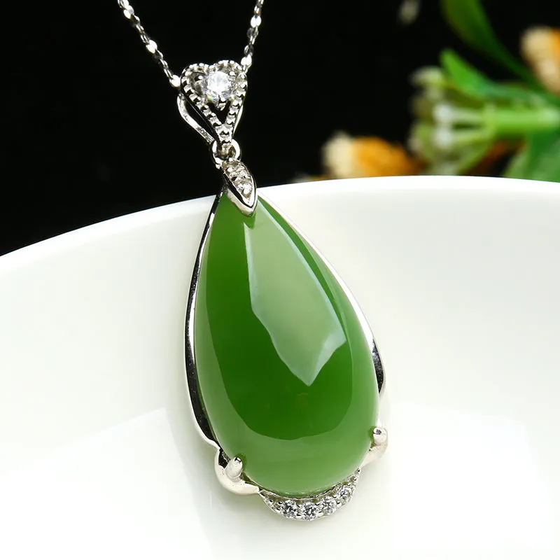 Natural Jade Pendant Nephrite Silver Pendant PT21