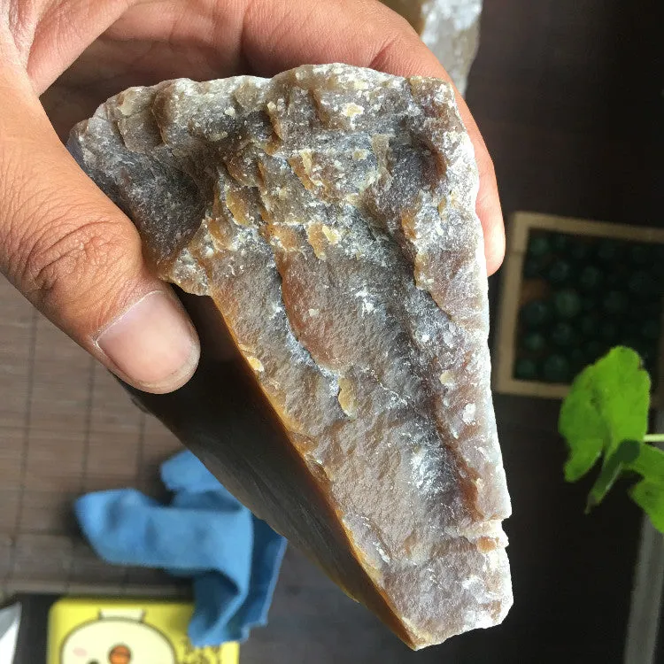 Natural Kunlun Jade Rough Nephrite Raw (500g, 11X6X3.5cm)