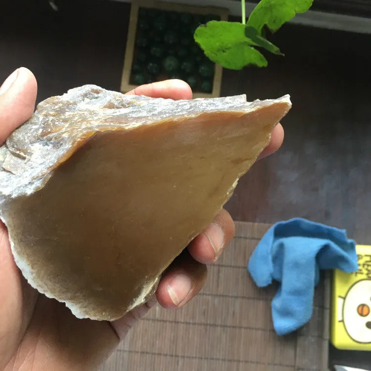 Natural Kunlun Jade Rough Nephrite Raw (500g, 11X6X3.5cm)