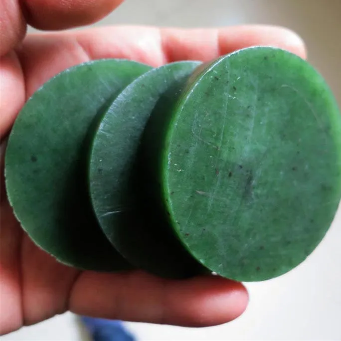 Natural Siberian Jade Russia Nephrite Jade Round Slab One Piece