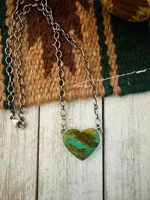 Navajo Sterling Silver & Royston Turquoise Heart Necklace