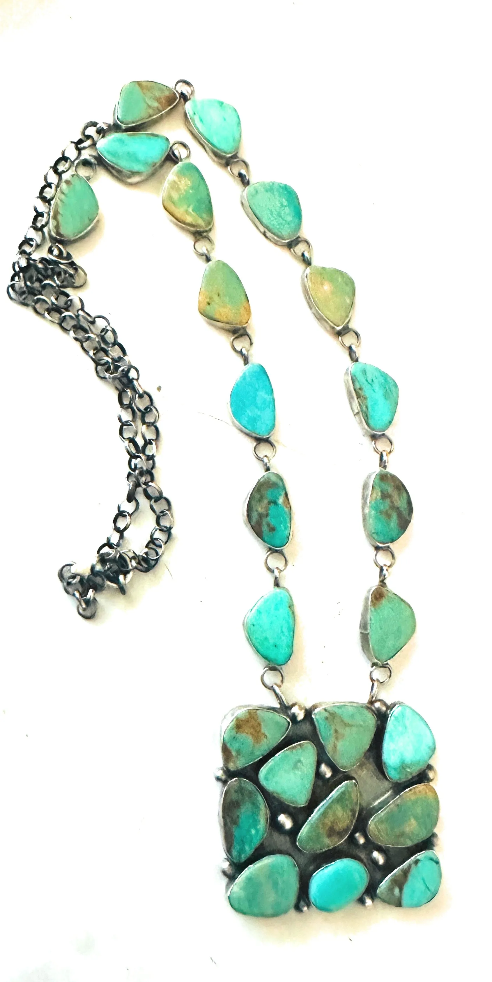 Navajo Sterling Silver & Royston Turquoise Necklace by Jacqueline Silver