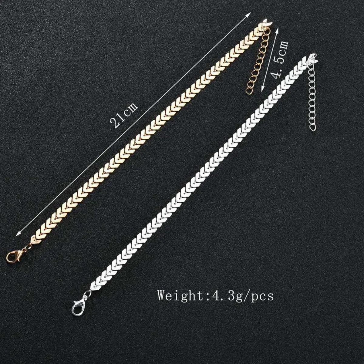 New Gold or Silver Tone Bohemian Arrow Anklet Bonillo Ankle Jewelry