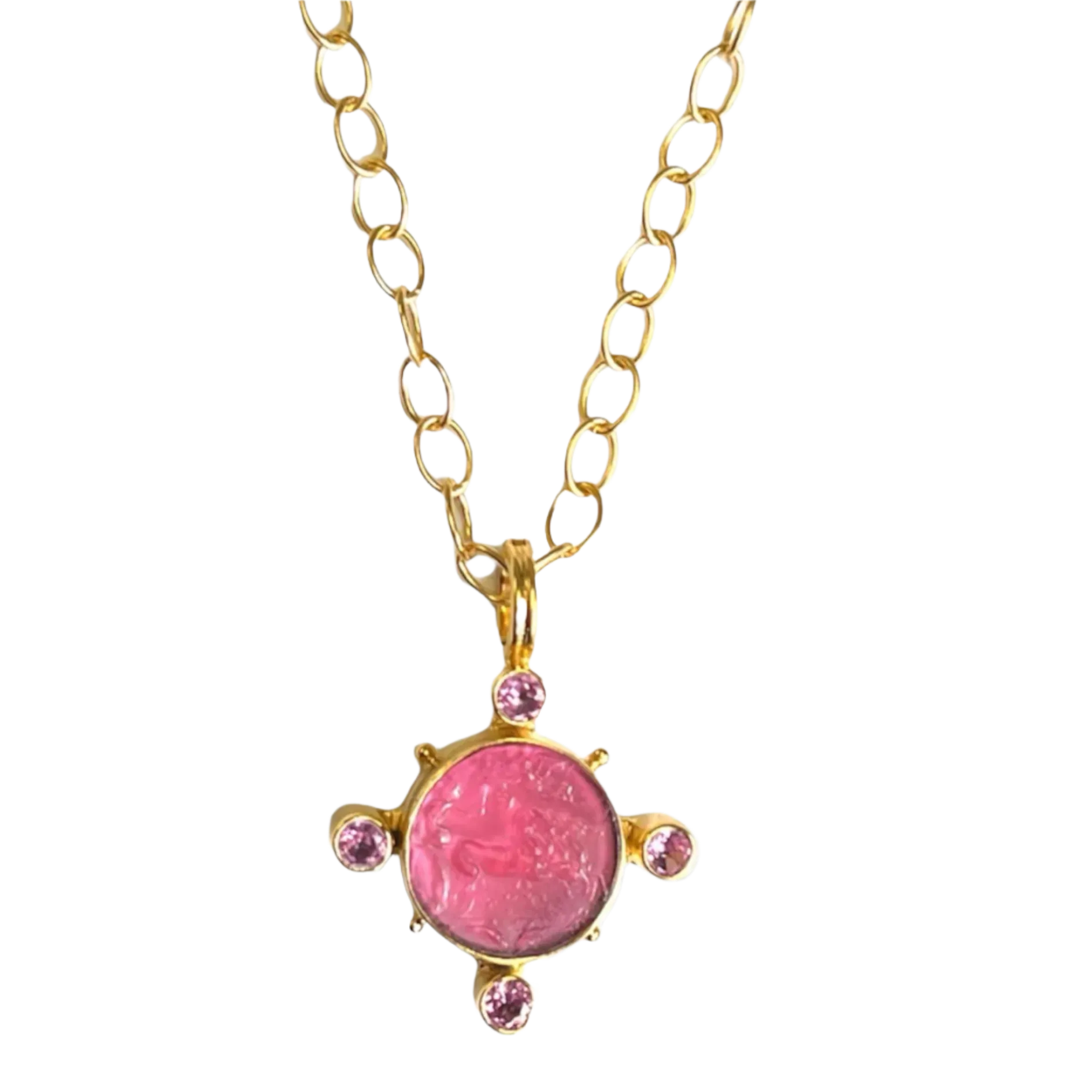 Nike Pink Sapphire Intaglio Necklace