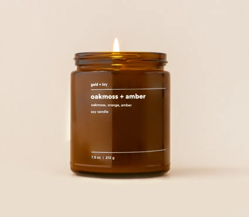 oakmoss   amber soy candle - standard 7.5 oz