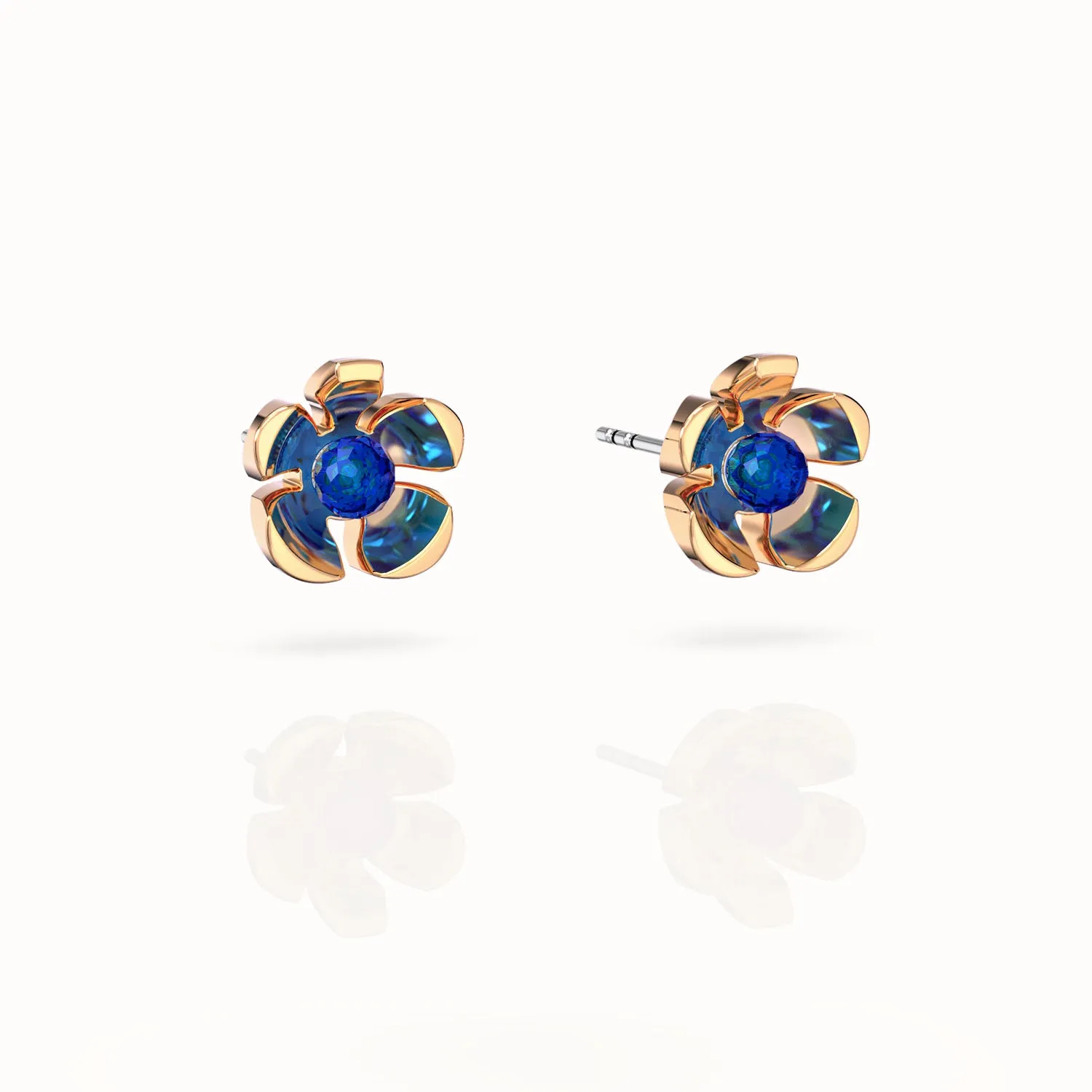 Orchid Garden Small Stud Earrings - Gold Vermeil - Sapphire