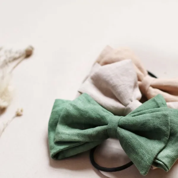 Organic Linen Bows, Neutral and Naturally Dyed