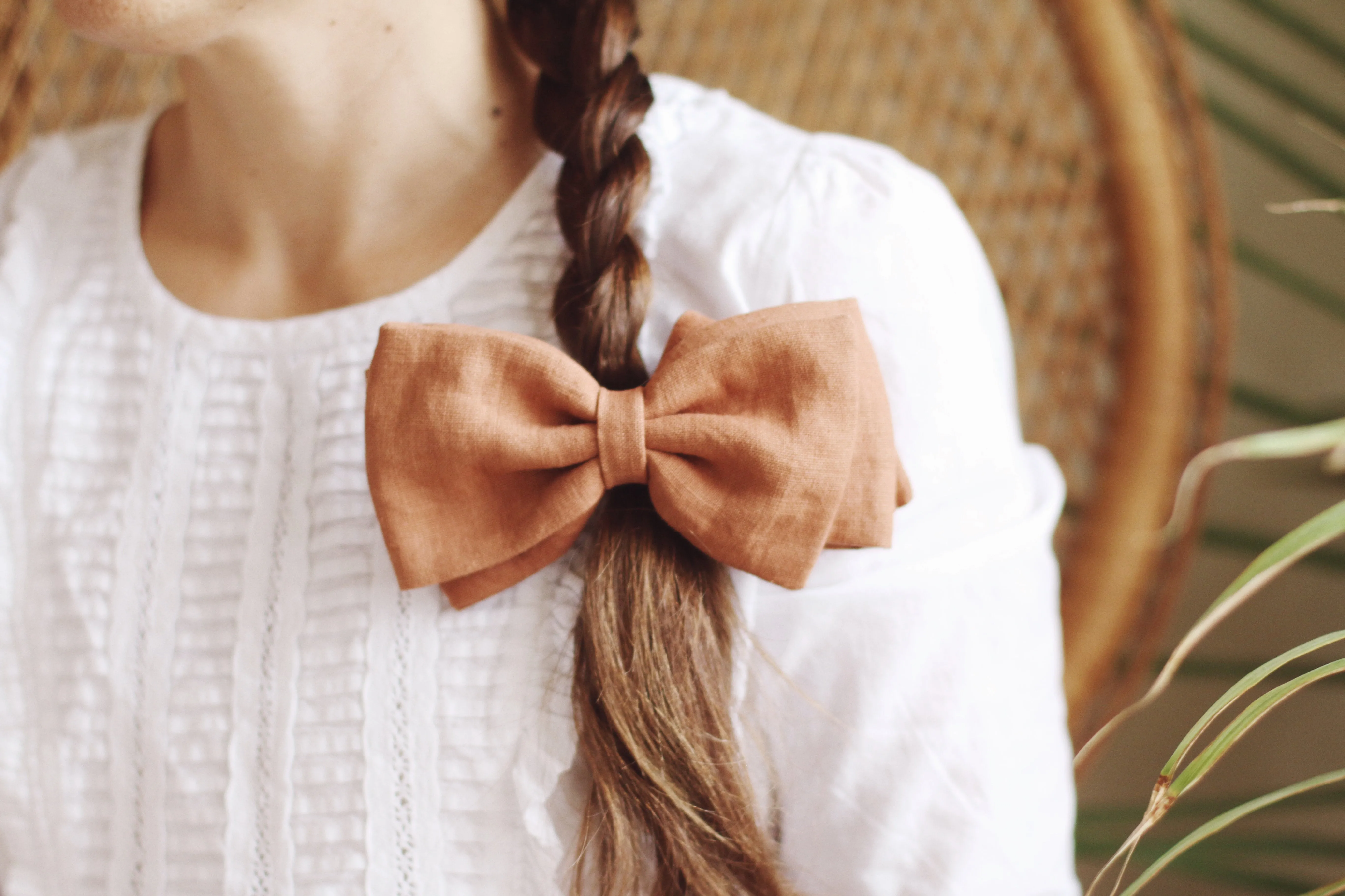 Organic Linen Bows, Neutral and Naturally Dyed