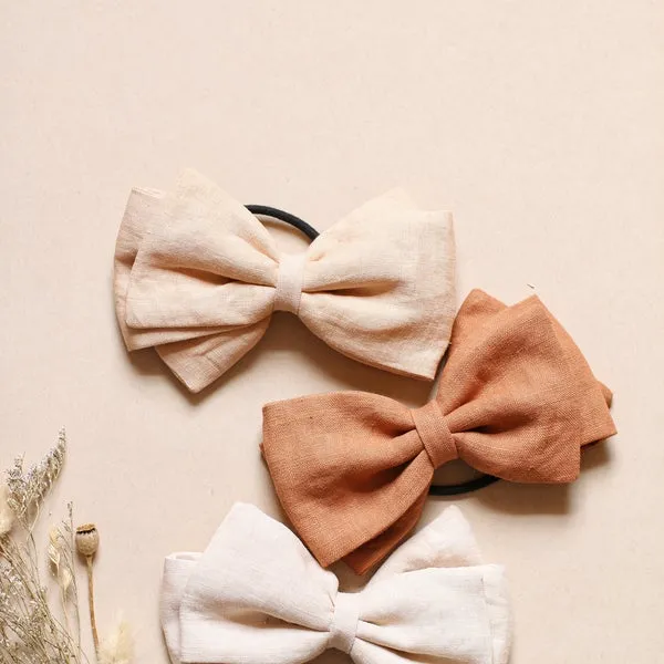 Organic Linen Bows, Neutral and Naturally Dyed