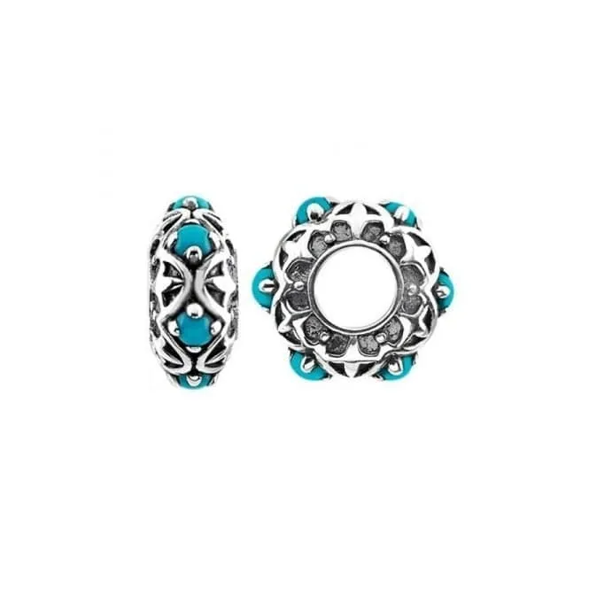 Oxidised Silver Patterned Turquoise Charm S450TQ