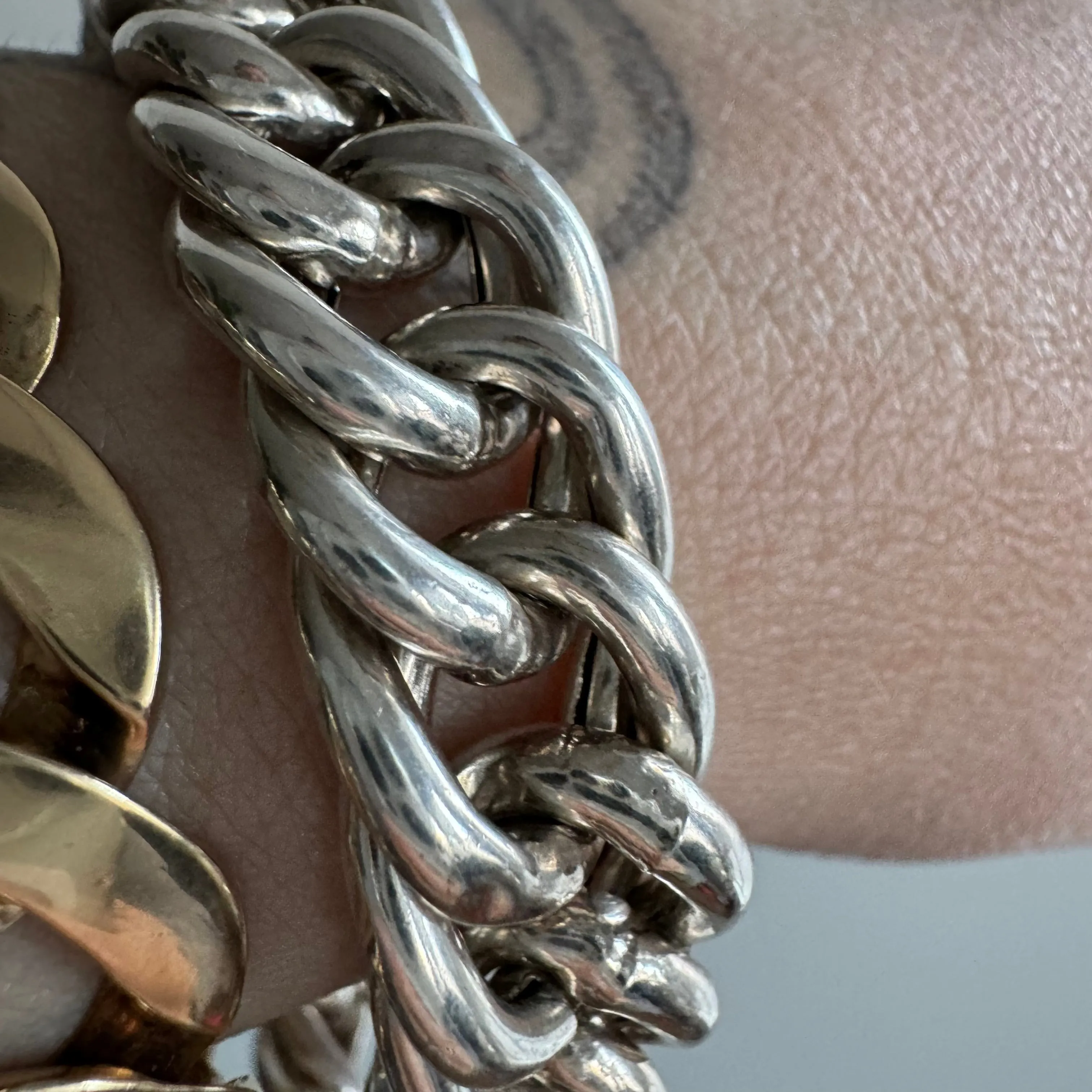 P R E - L O V E D // chunkiest curb / sterling silver wide curb chain bracelet / 7.5", 27g