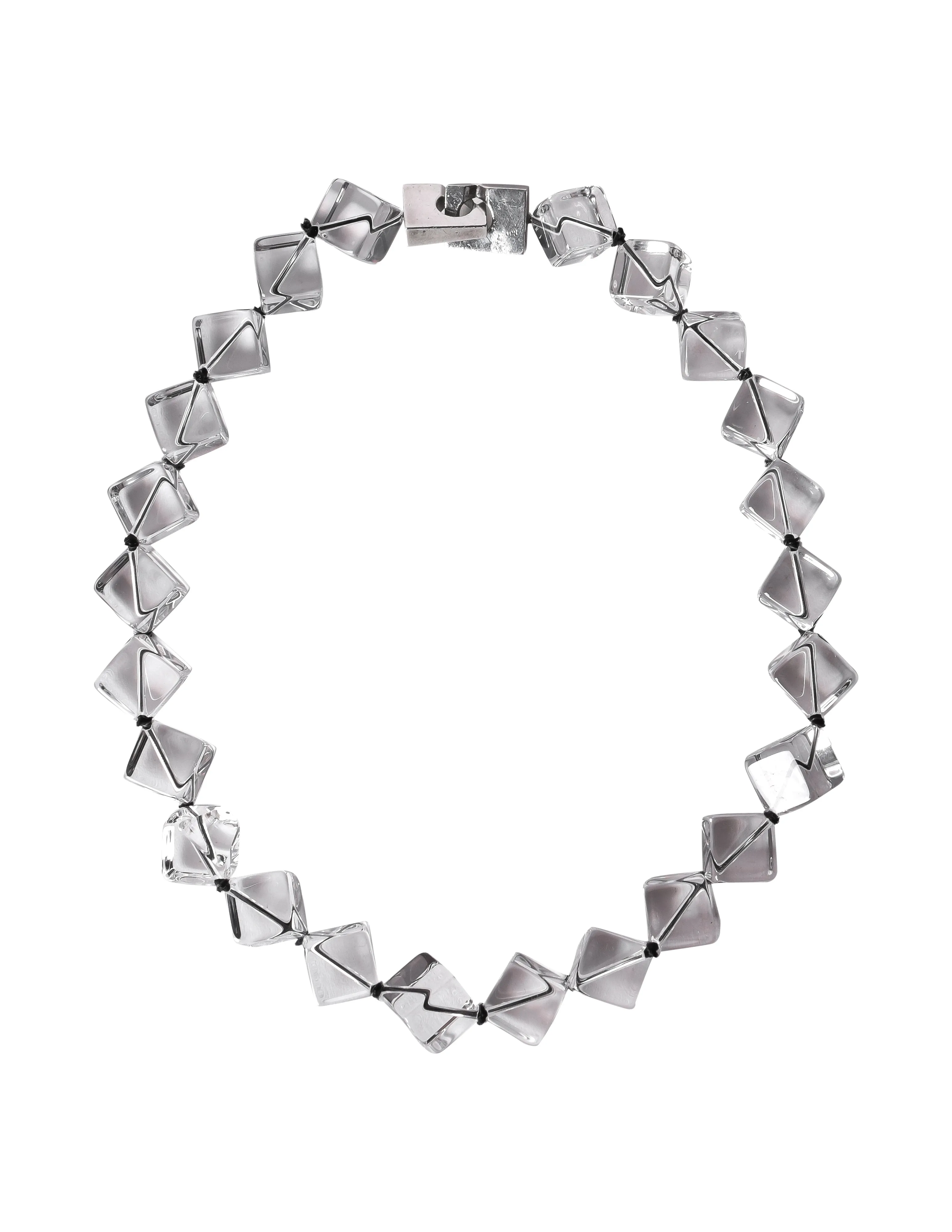 Patricia Von Musulin Vintage Clear Crystal Quartz Cube Choker Necklace