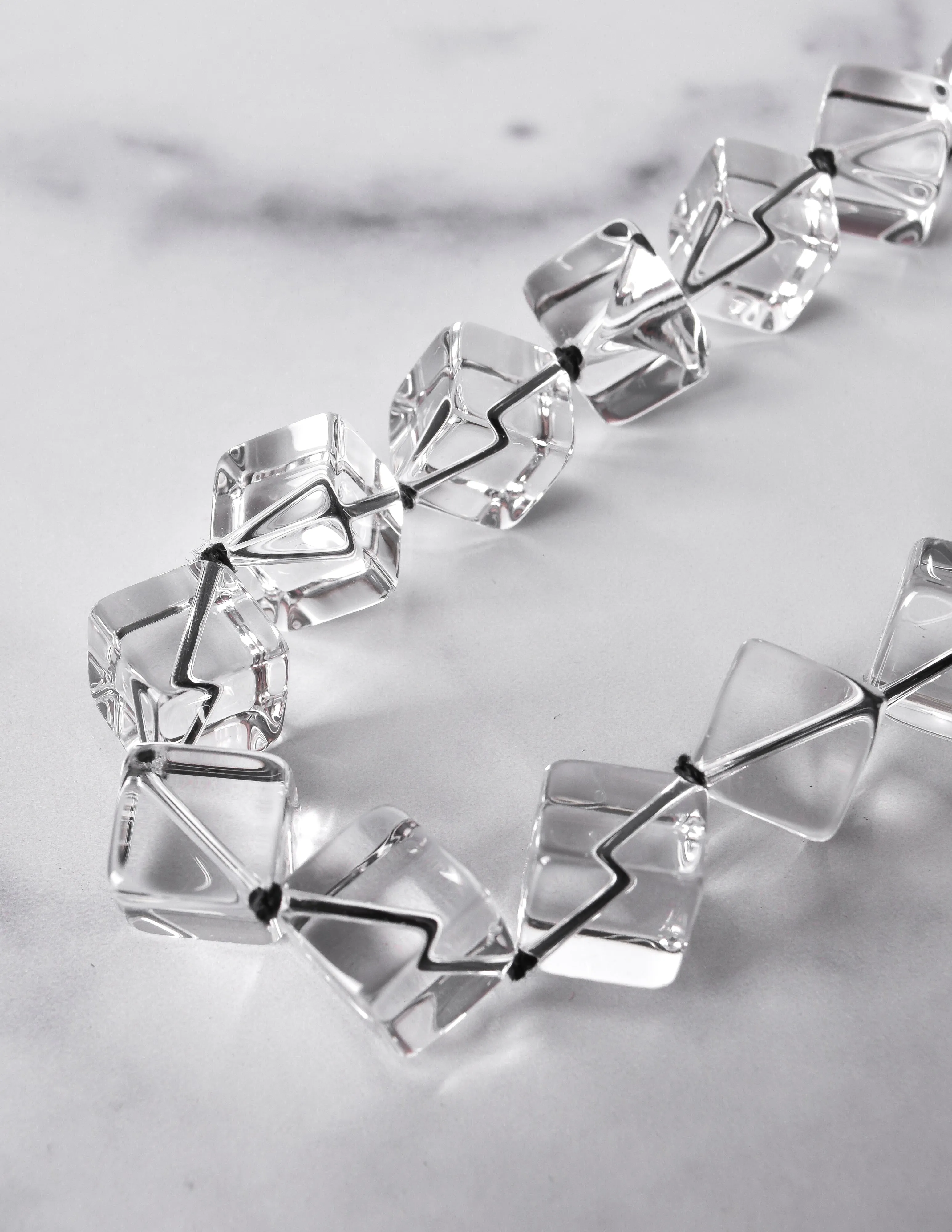 Patricia Von Musulin Vintage Clear Crystal Quartz Cube Choker Necklace