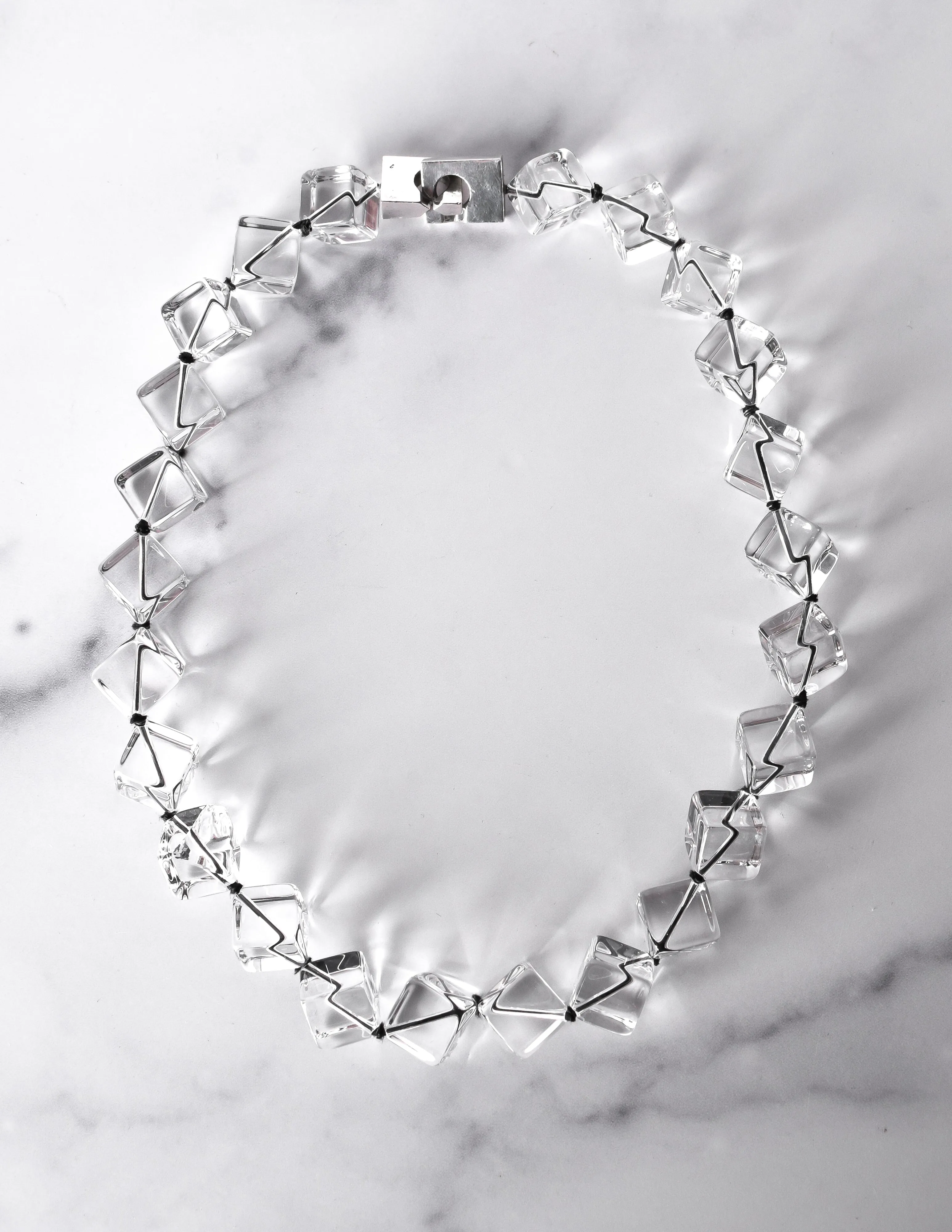 Patricia Von Musulin Vintage Clear Crystal Quartz Cube Choker Necklace