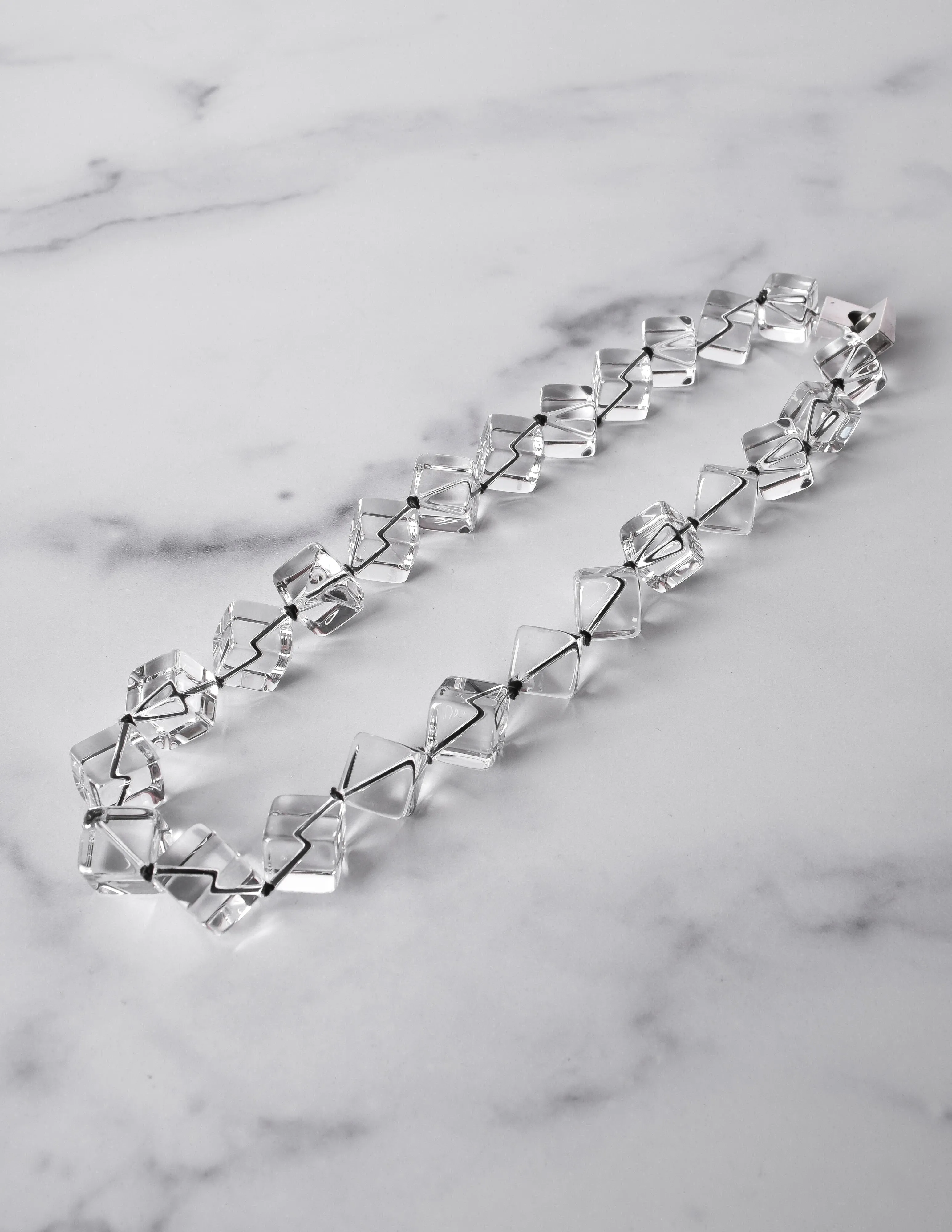 Patricia Von Musulin Vintage Clear Crystal Quartz Cube Choker Necklace