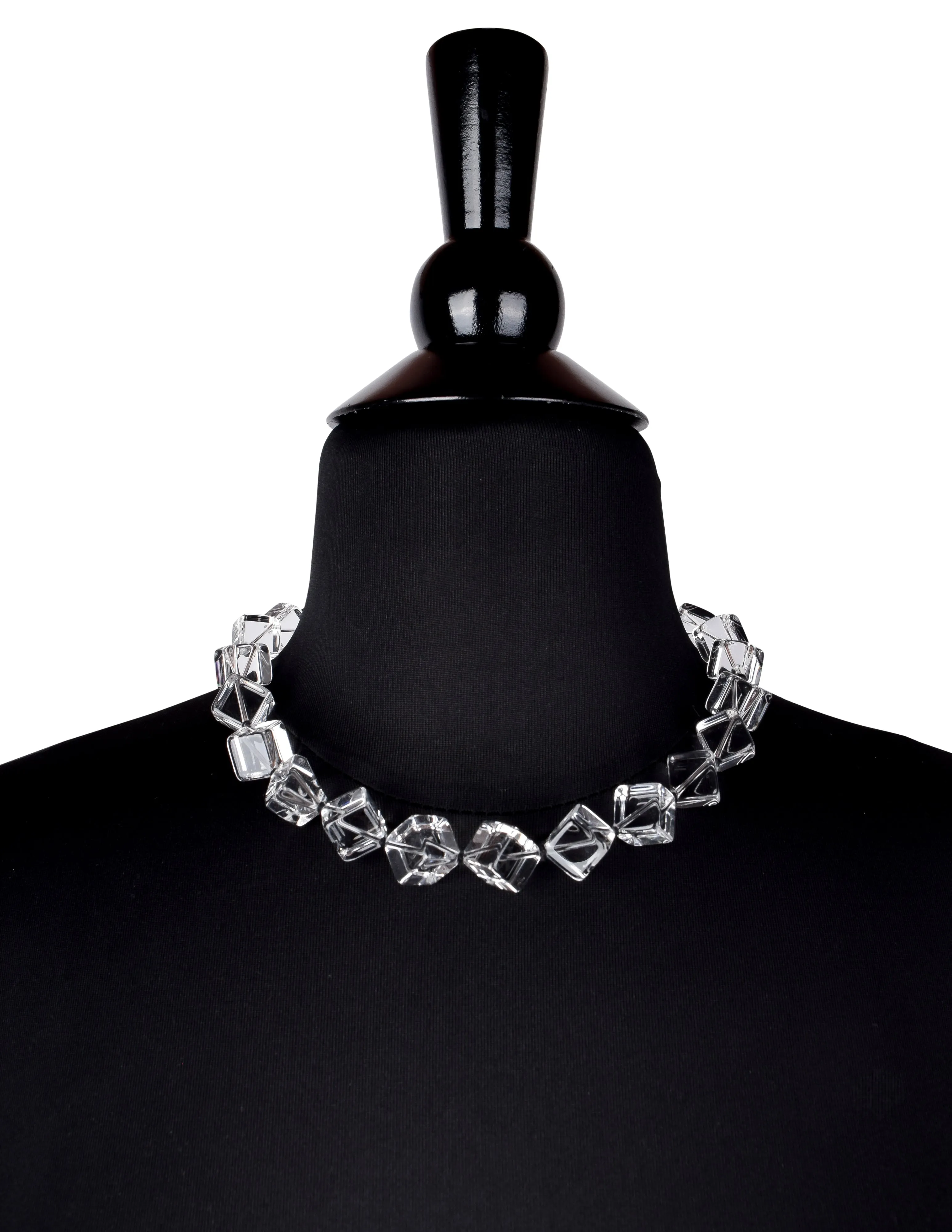 Patricia Von Musulin Vintage Clear Crystal Quartz Cube Choker Necklace