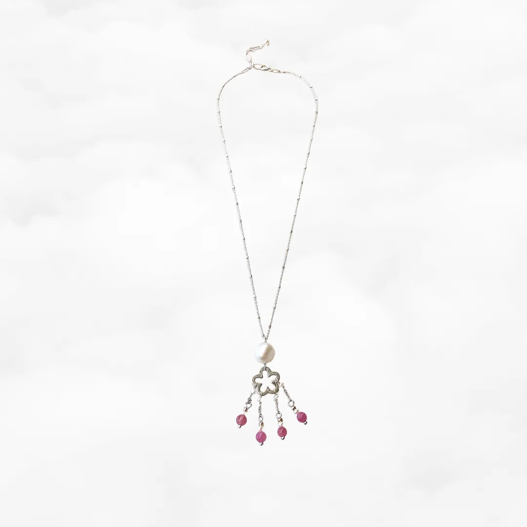 Pearl and Tourmaline Tassel Necklace