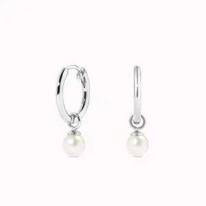 Pearl Huggie Earrings Silver - Kirsten