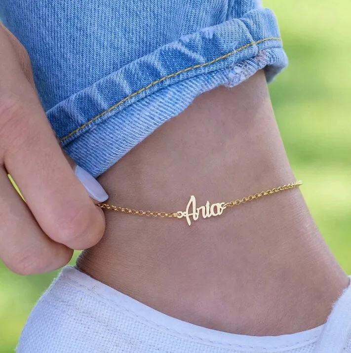 Personalized Anklet, Custom Anklet, Custom Ankle Name Bracelet, Initial Beach Jewelry Gift for Women,  Dainty Summer Custom Any Name