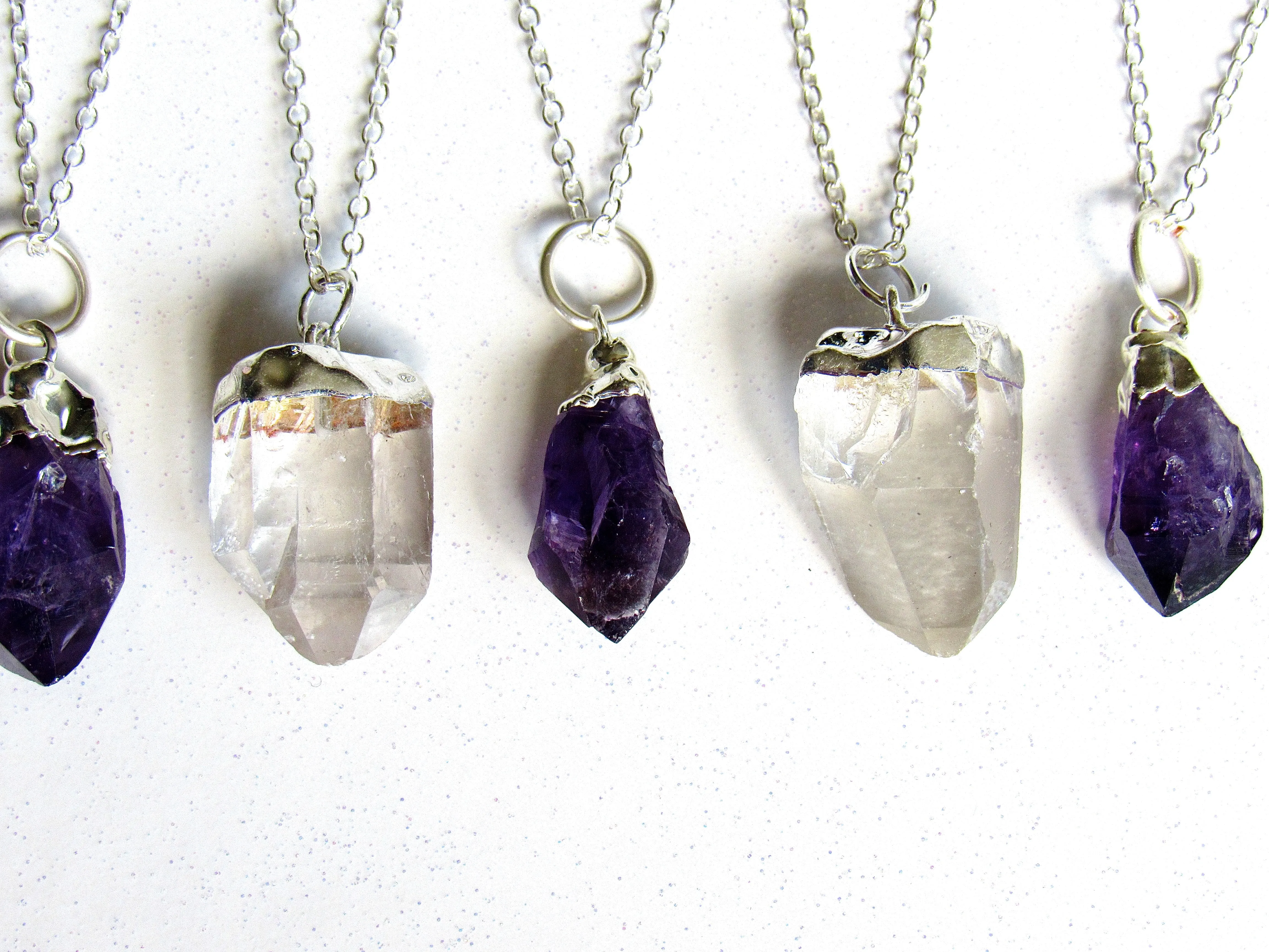 Petite Silver Quartz Point Necklaces