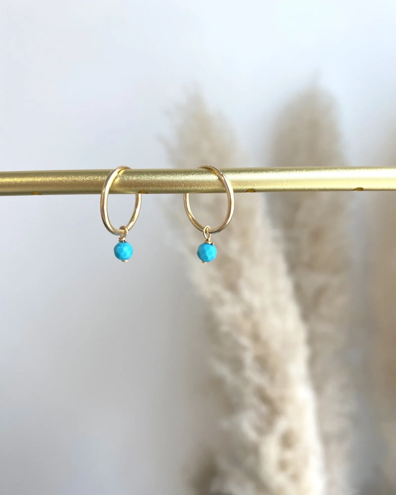 Petite Turquoise Infinity Hoops