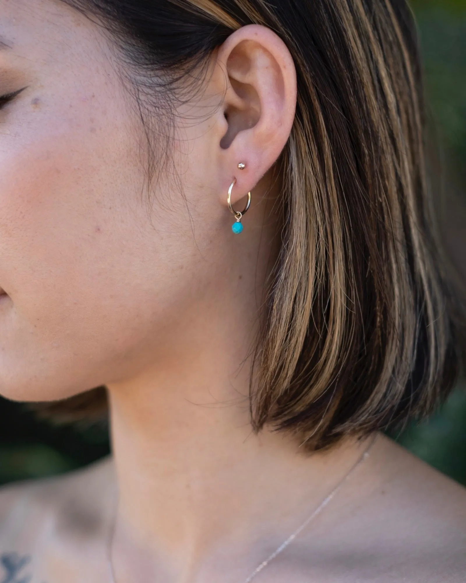 Petite Turquoise Infinity Hoops