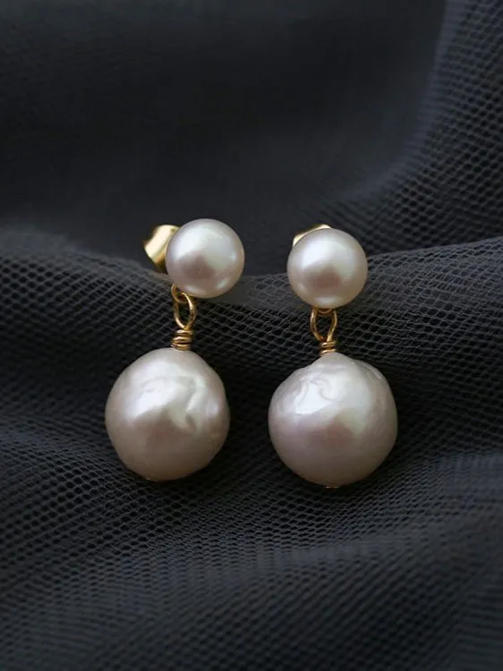 Petite Two Pearl Studs Earrings