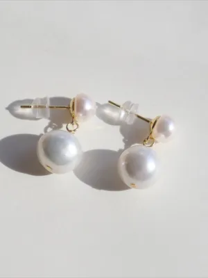 Petite Two Pearl Studs Earrings