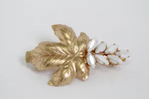 Preorder* Large Fig Leaf Pearls Barrette