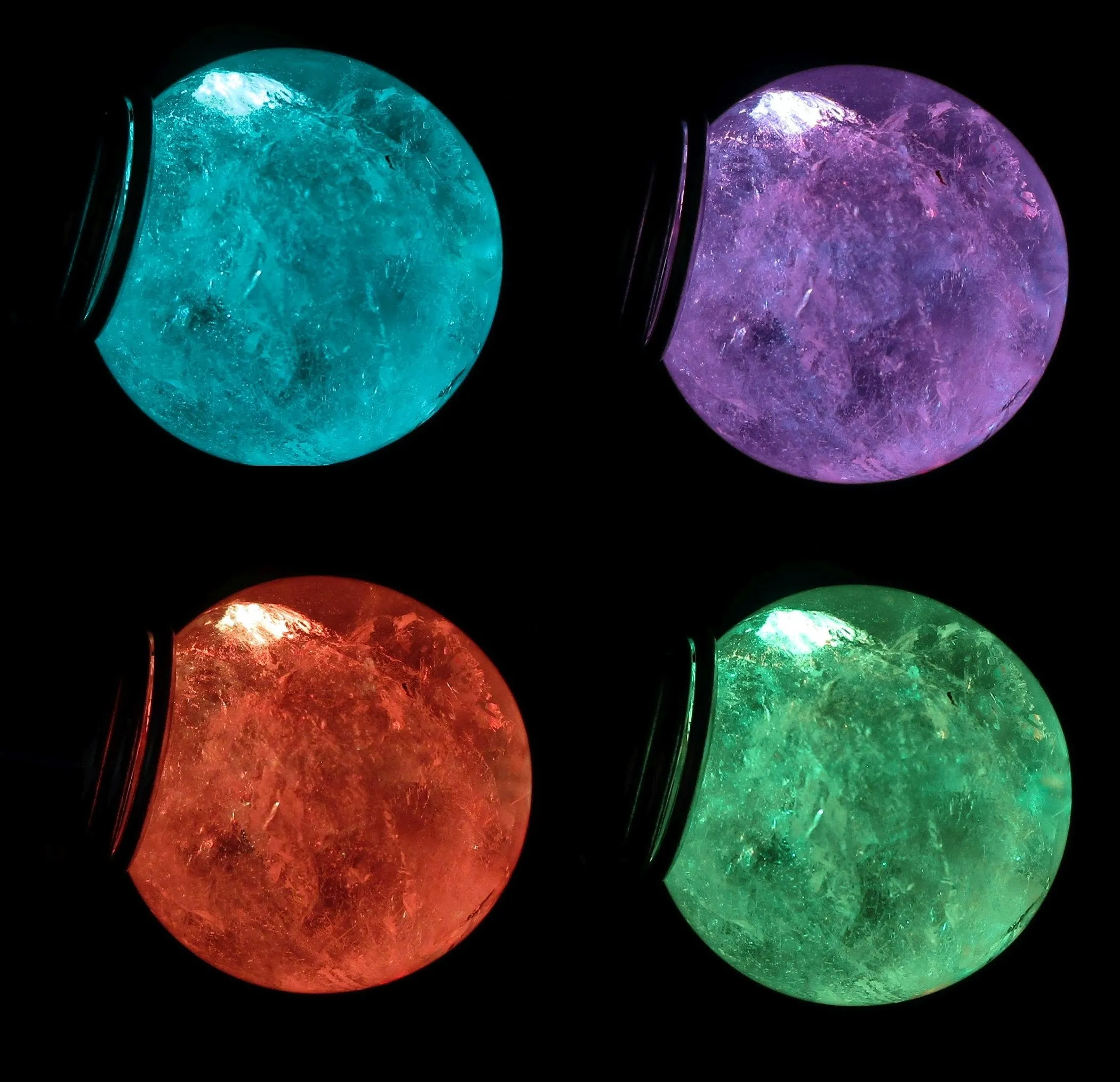 Quartz LED Color Change Natural Crystal Ball Pendant Necklace