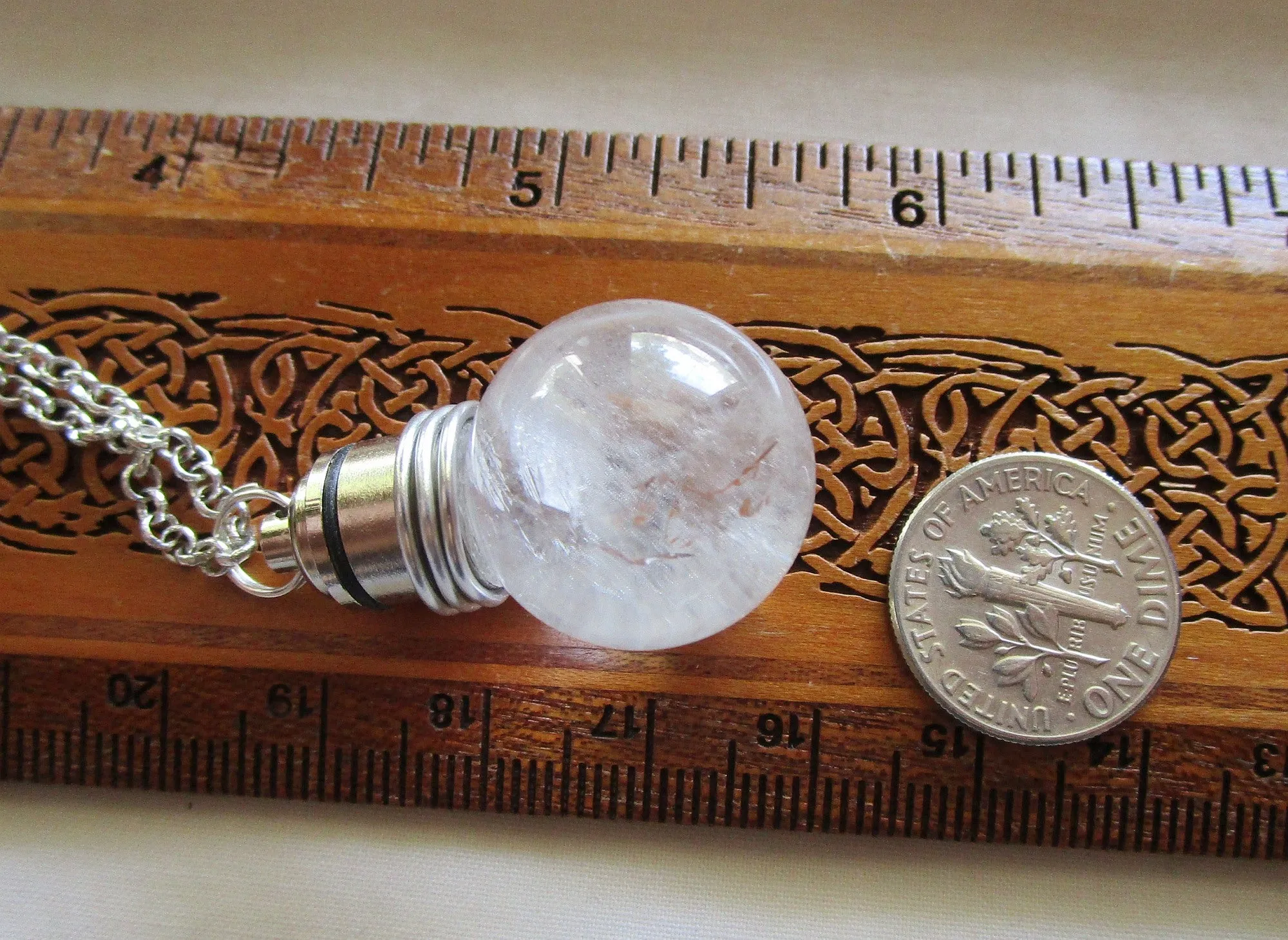 Quartz LED Color Change Natural Crystal Ball Pendant Necklace