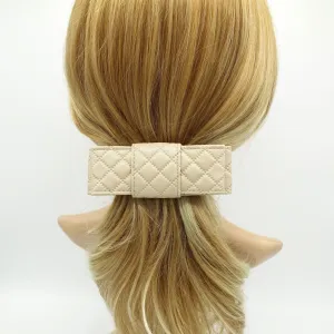 quilted hair bow faux leather layered flat style bow for women