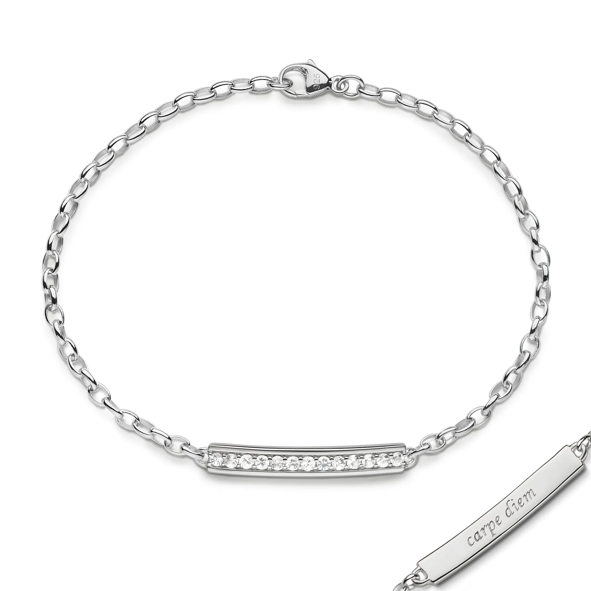 "Carpe Diem" White Sapphire Poesy Bracelet