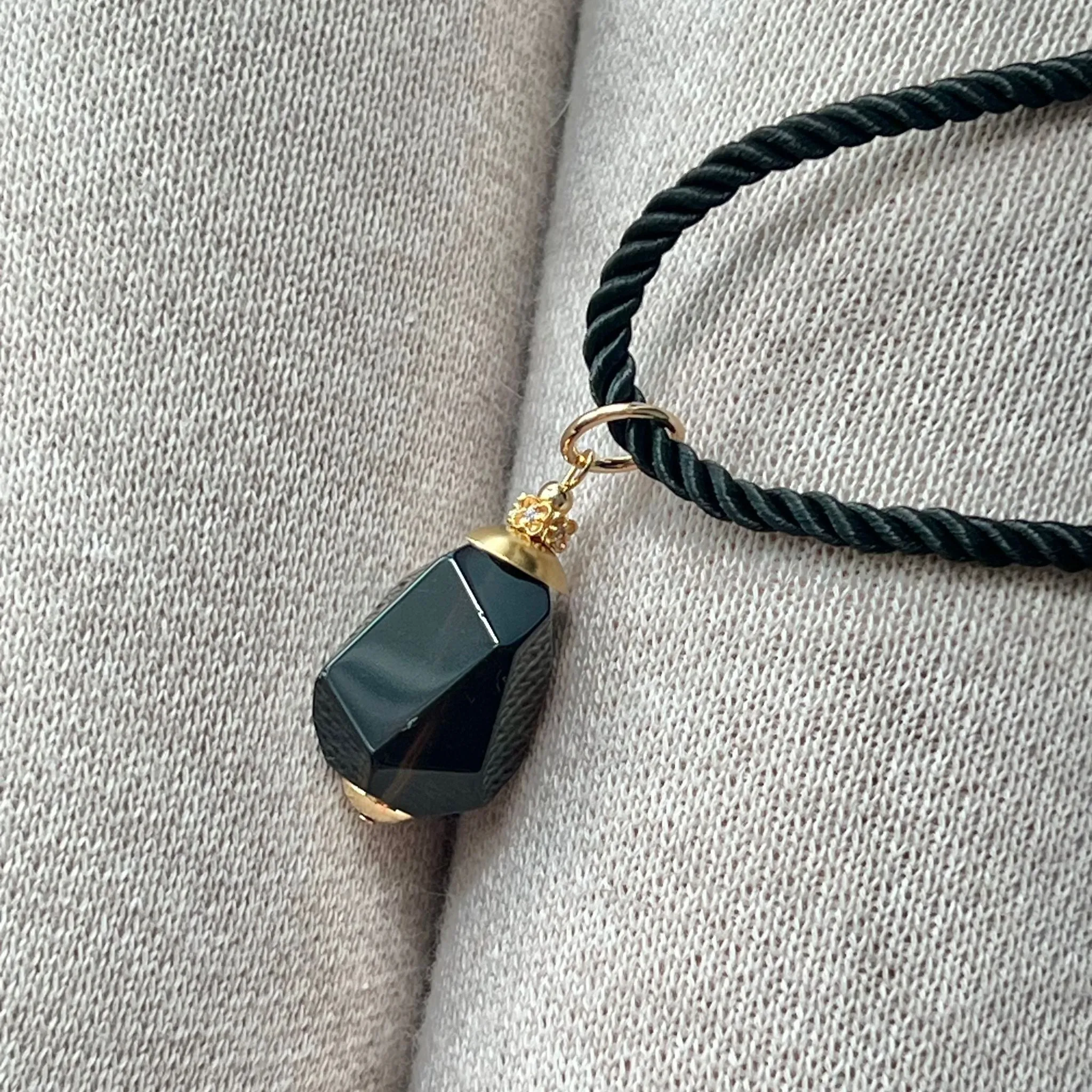 Raw Smoky Quartz Silk Twist Necklace