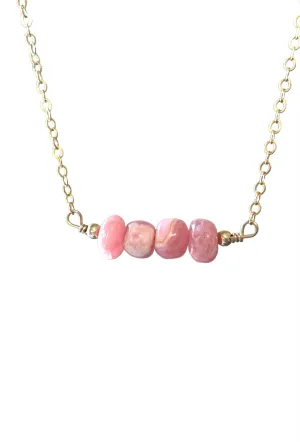 Rhodocrosite Beaded Bar Necklace