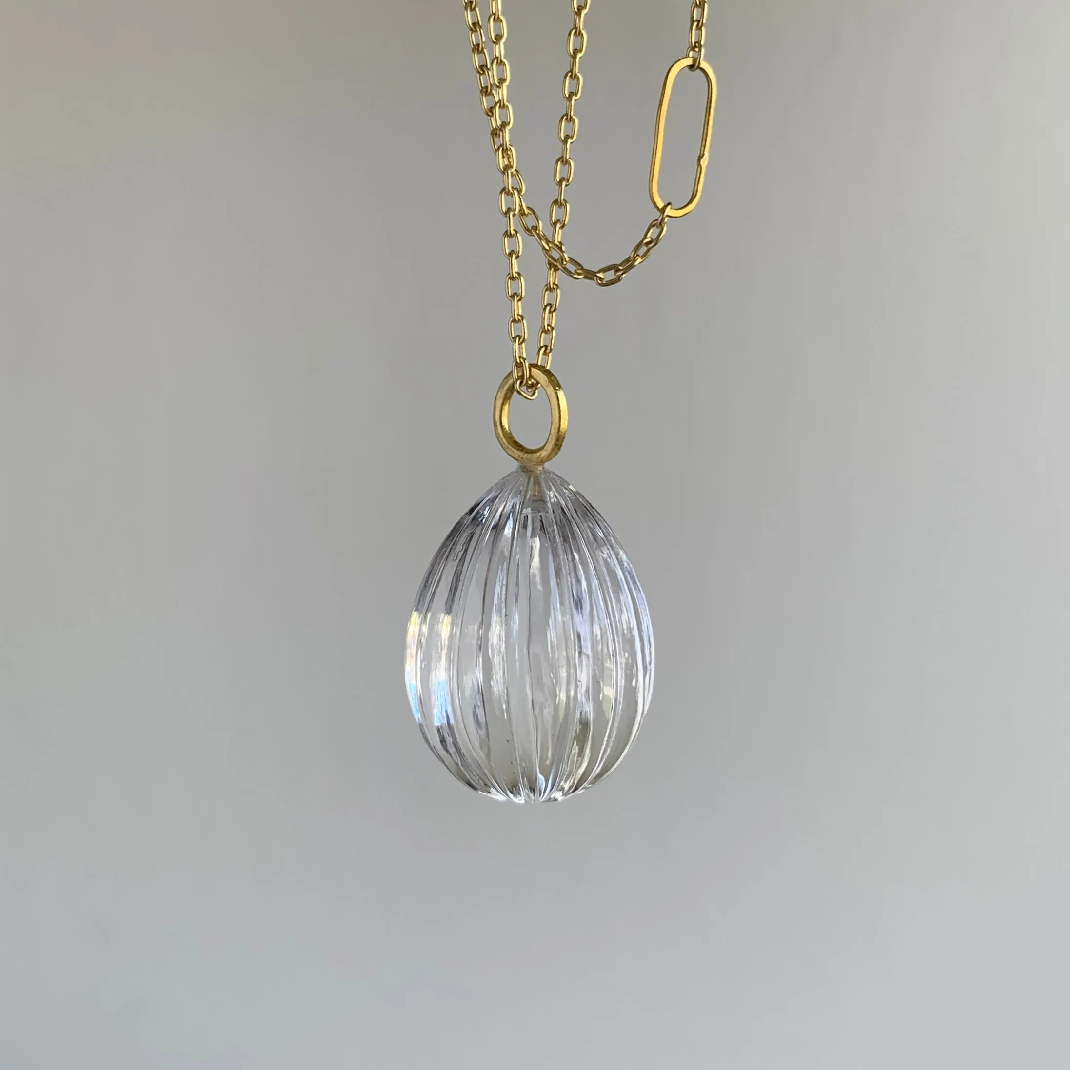 Rock Crystal Fluted Drop Necklace