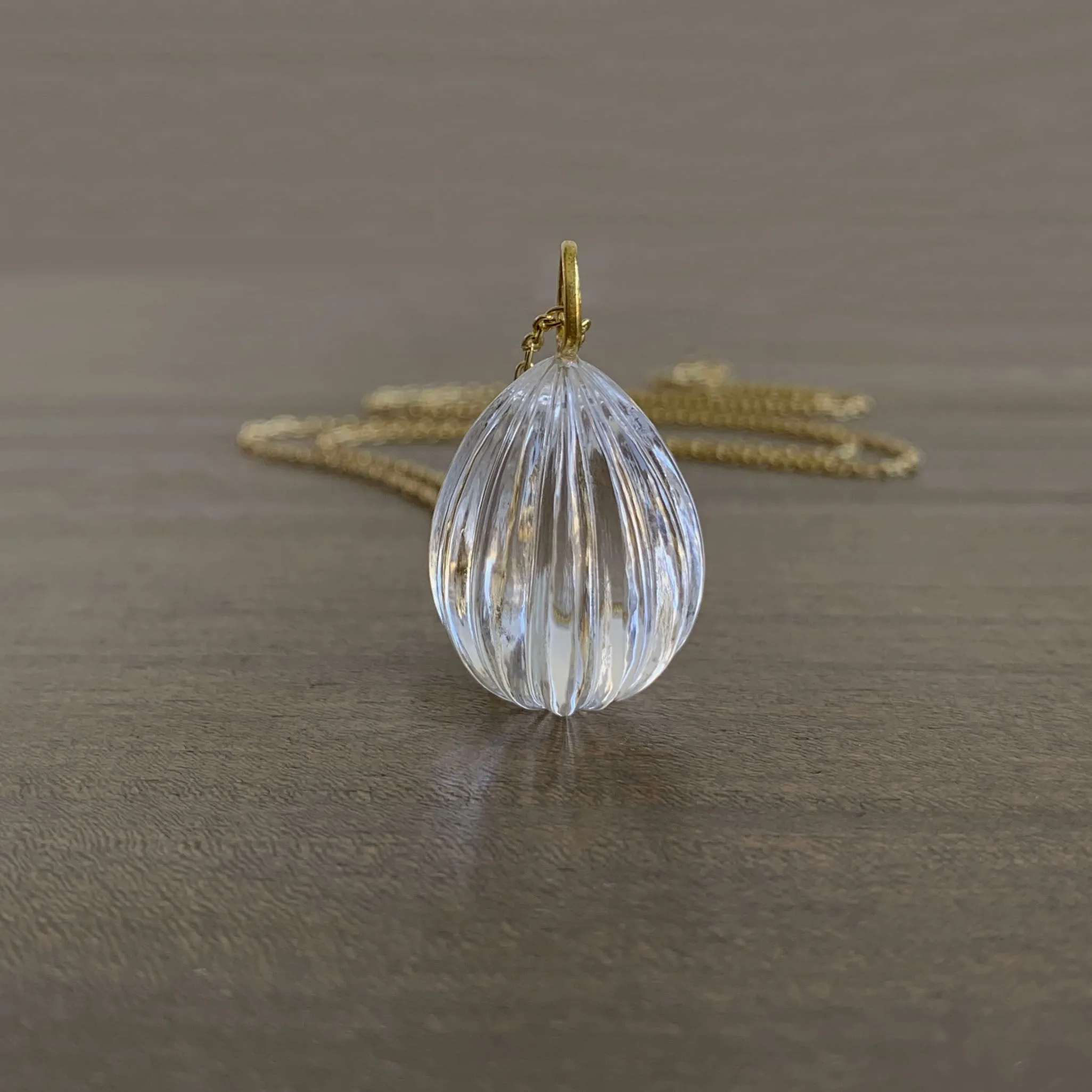 Rock Crystal Fluted Drop Necklace